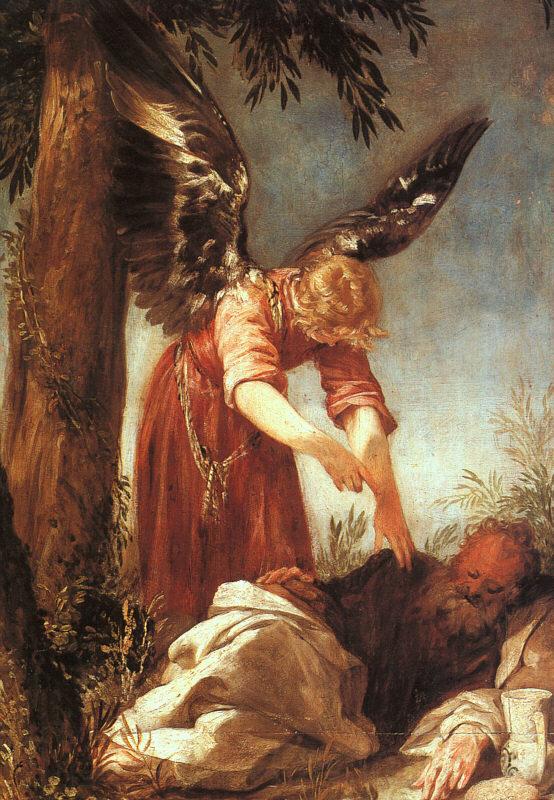 ESCALANTE, Juan Antonio Frias y An Angel Awakens the Prophet Elijah dfg Spain oil painting art